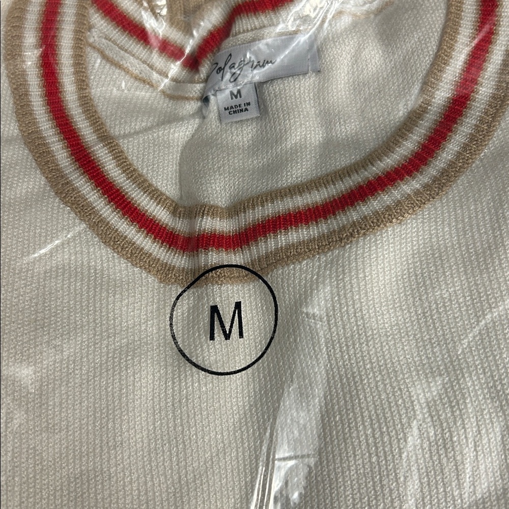 Polagram Cream Sweater with Red and Tan Accents - Picture 3 of 3